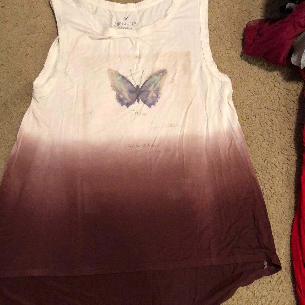 Butterfly ombré tank top